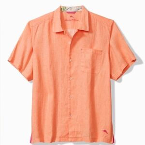 Tommy Bahama Sea Glass Camp Shirt - XL, Bright Peach